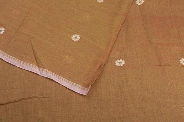 Brown Sugar Shade Woven Design Flowy HandLoom Pure Soft Cotton Fabric