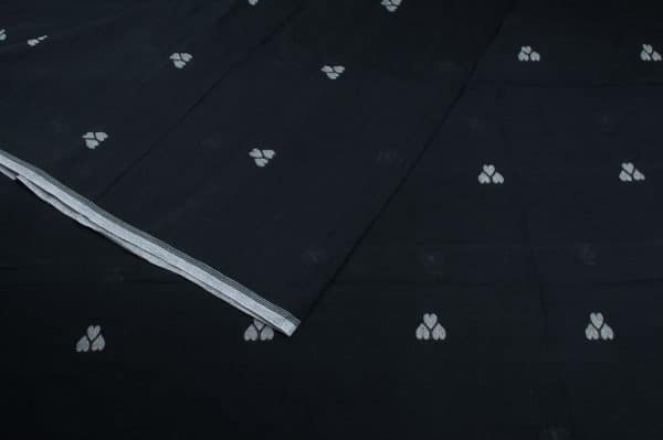 Black Woven Design Flowy HandLoom Pure Soft Cotton Fabric