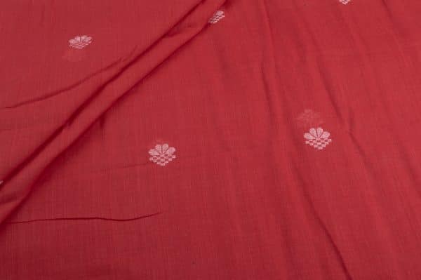 Christmas Red Woven Design Flowy HandLoom Pure Soft Cotton Fabric