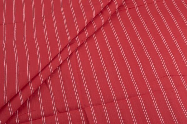Christmas Red Flowy HandLoom Woven Stripes Pure Soft Cotton Fabric