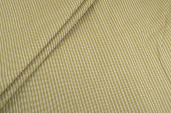 Pre-Cut 2.20m Olive Green Handwoven Stripes 100% Pure Cotton Fabric
