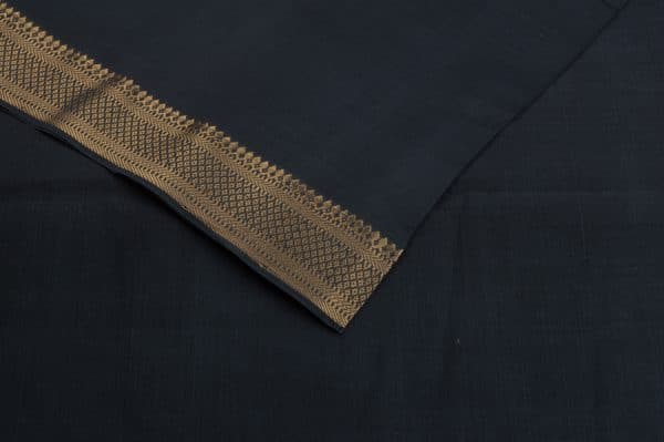 Black Handwoven Zari Border Pure Cotton Fabric