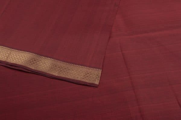 Rosewood Red Handwoven Zari Border Pure Cotton Fabric