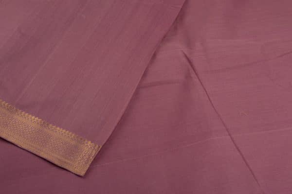 Brownish Purple Handwoven Zari Border Pure Cotton Fabric