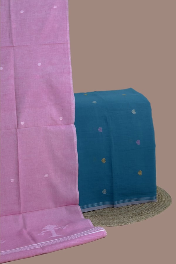 2pc Handloom Cotton Dupatta and Handloom Woven Design Top Fabric Set