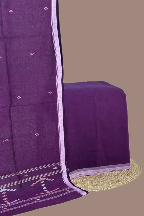 2pc Handloom Cotton Dupatta and Handloom Soft Cotton Top Fabric Set