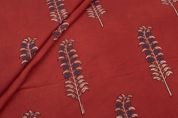 Natural Red Dye Handblock Ajrakh Printed Cotton Fabric