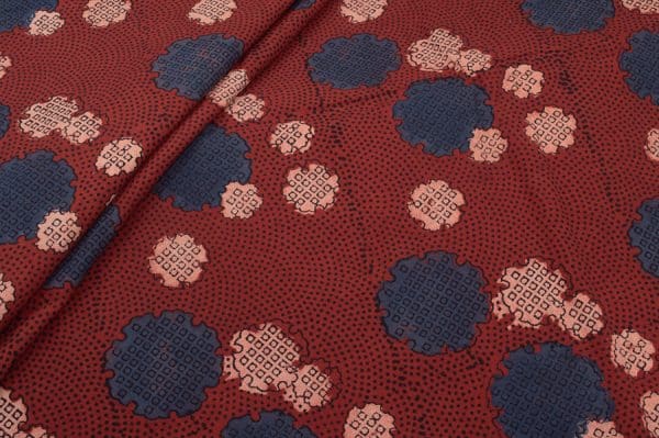 Natural Red Dye Handblock Ajrakh Printed Cotton Fabric