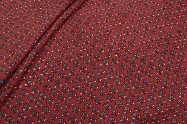 Natural Red Dye Handblock Ajrakh Printed Cotton Fabric