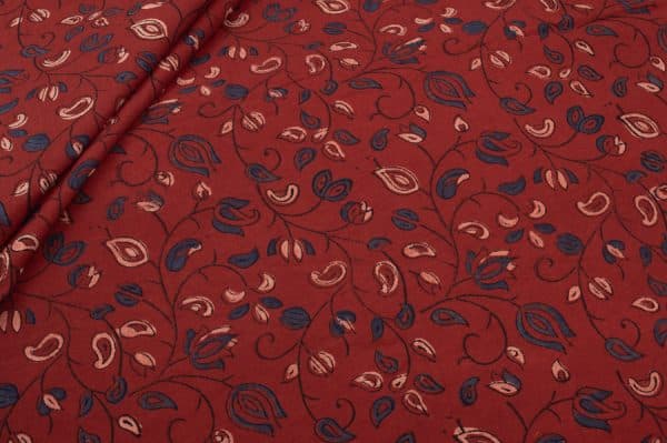 Natural Red Dye Handblock Ajrakh Printed Cotton Fabric
