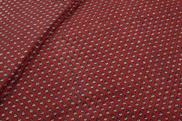 Natural Red Dye Handblock Ajrakh Printed Cotton Fabric