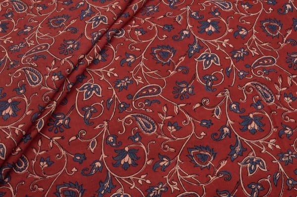 Natural Red Dye Handblock Ajrakh Printed Cotton Fabric