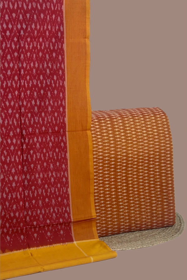 2pc Ikkat Cotton Dupatta and Handloom Soft Ikkat Cotton Top Fabric Set