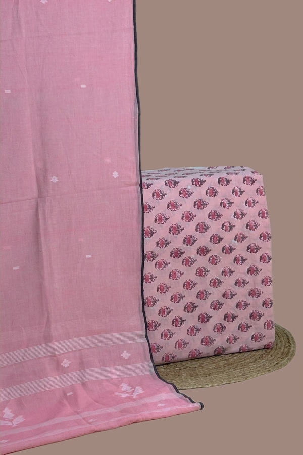 2pc Handloom Cotton Dupatta and Pure Soft Cotton Top Set