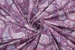Mauve Purple Floral Handblock Printed 100% Pure Soft Cotton Fabric - Image 3