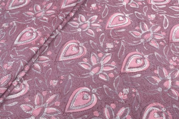 Blush Pink Bagru Handblock Printed Cotton Fabric