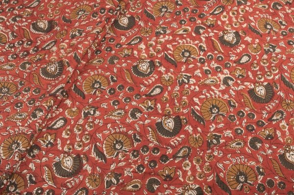 Natural Madder Red Bagru Handblock Printed Cotton Fabric