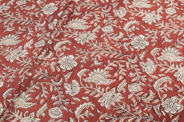 Natural Madder Red Bagru Handblock Printed Cotton Fabric