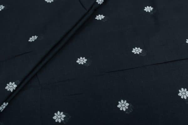 Black Woven Design Flowy HandLoom Pure Soft Cotton Fabric