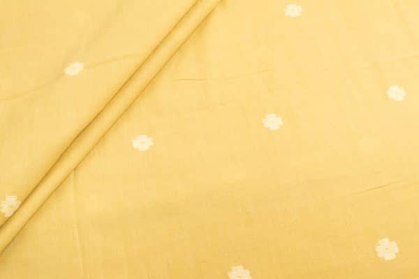Daisy Yellow Woven Design Flowy HandLoom Pure Soft Cotton Fabric