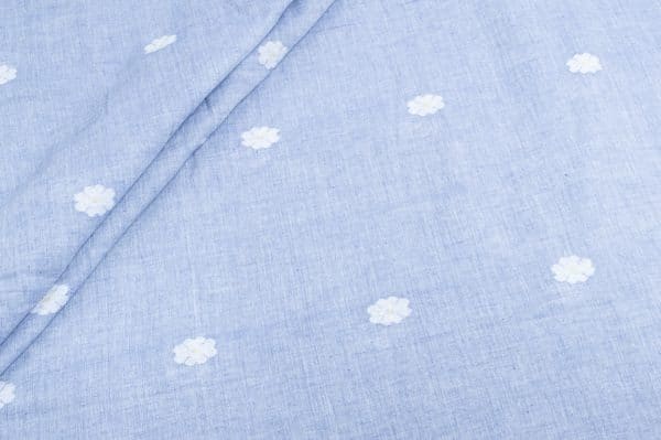 Misty Blue Woven Design Flowy HandLoom Pure Soft Cotton Fabric