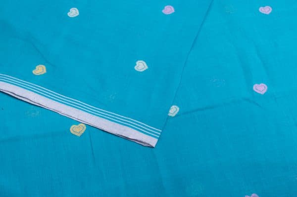 Bright Blue Woven Design Flowy HandLoom Pure Soft Cotton Fabric