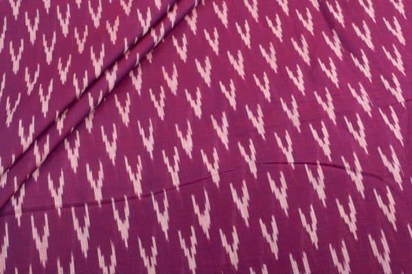 Rouge Pink Mercerised Fine Handloom Ikkat Tie-Dye Pure Soft Cotton Fabric
