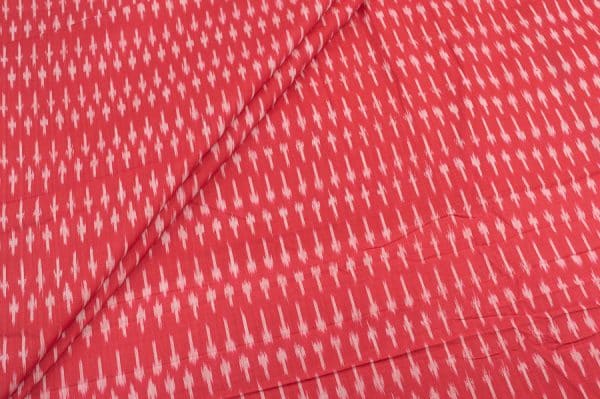 Valentine Red Mercerised Fine Handloom Ikkat Tie-Dye Pure Soft Cotton Fabric