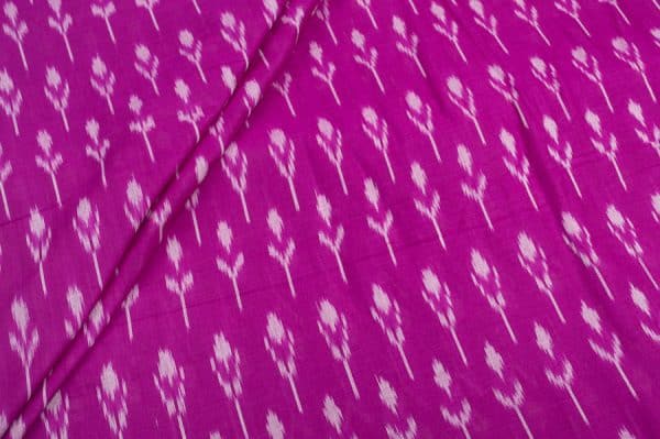 Wild Strawberry Pink Mercerised Fine Handloom Ikkat Tie-Dye Pure Soft Cotton Fabric