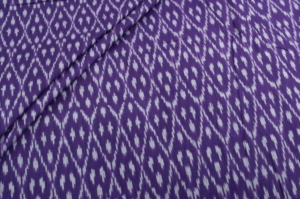 Grape Purple Mercerised Fine Handloom Ikkat Tie-Dye Pure Soft Cotton Fabric