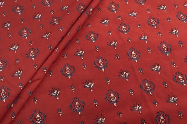 Natural Red Dye Intricate Handblock Ajrakh Printed Cotton Fabric