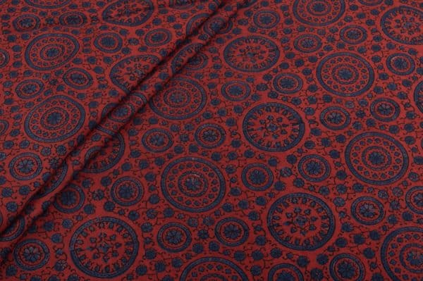 Natural Red Dye Intricate Handblock Ajrakh Printed Cotton Fabric