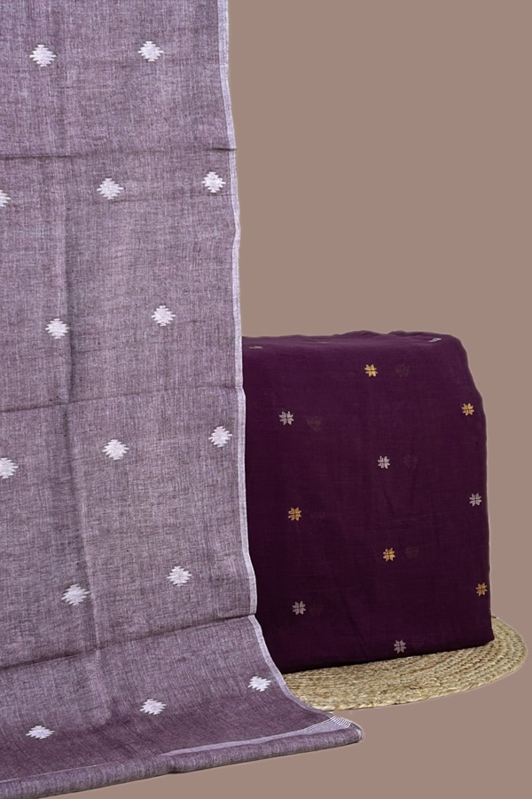 2pc Handloom Cotton Dupatta and Handloom Woven Design Top Fabric Set