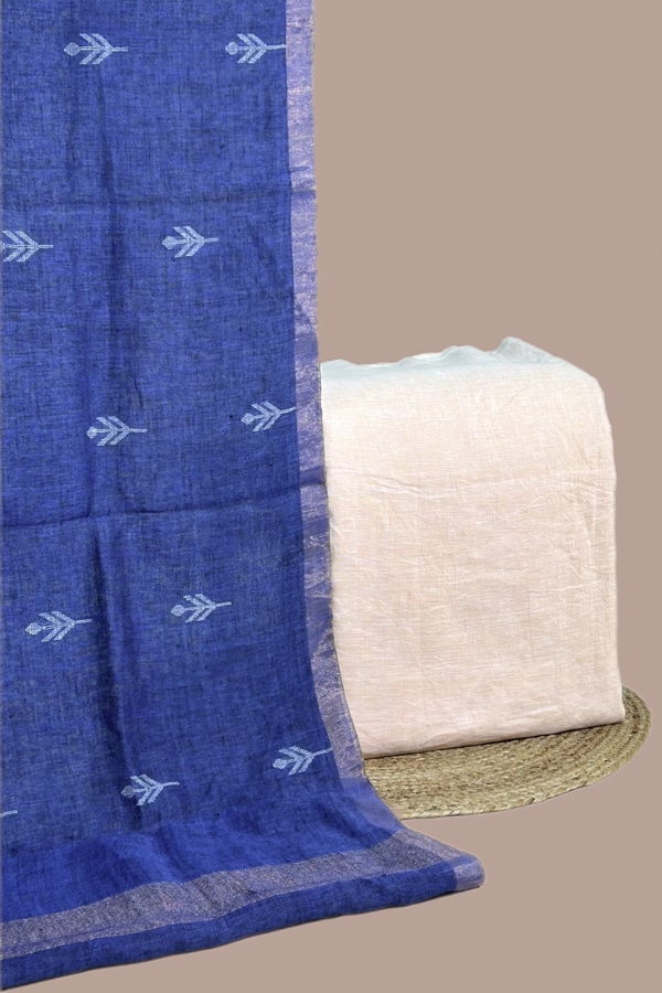 2pc Premium Linen Handloom Dupatta and Pure Handloom Linen Top Fabric Set