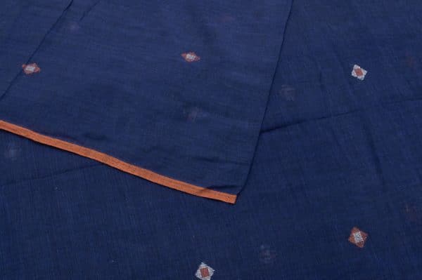 Oxford Blue Zari Woven Design Flowy HandLoom Pure Soft Cotton Fabric