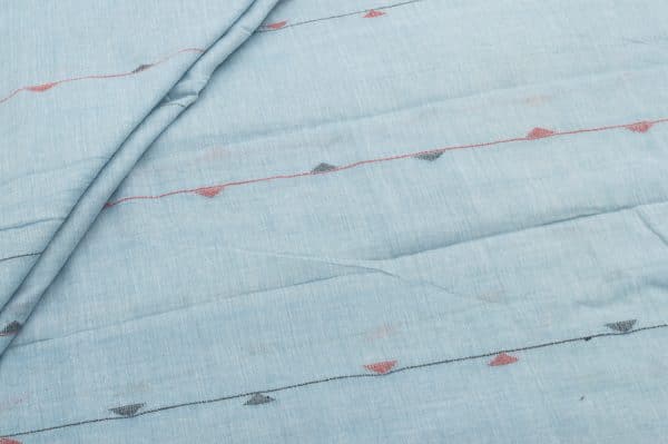Pre-Cut 2m Light Sky Blue Woven Design Flowy HandLoom Pure Soft Cotton Fabric