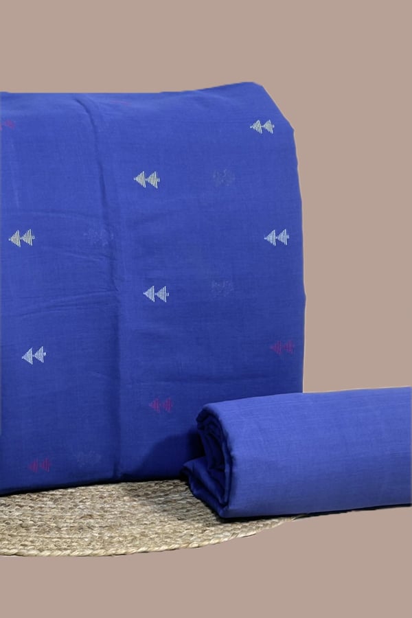 2pc Handloom Woven Design Cotton Top and Handloom Soft Cotton Bottom Fabric Set