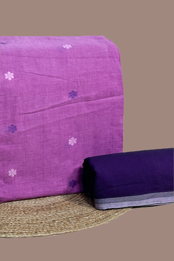 2pc Handloom Woven Design Cotton Top and Handloom Soft Cotton Bottom Fabric Set