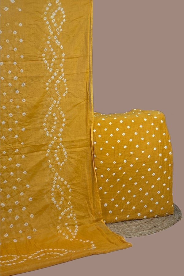 2pc Bandhani Cotton Dupatta with Cotton Bandhani Top Fabric Set