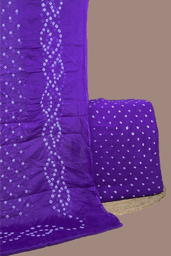 2pc Bandhani Cotton Dupatta with Cotton Bandhani Top Fabric Set