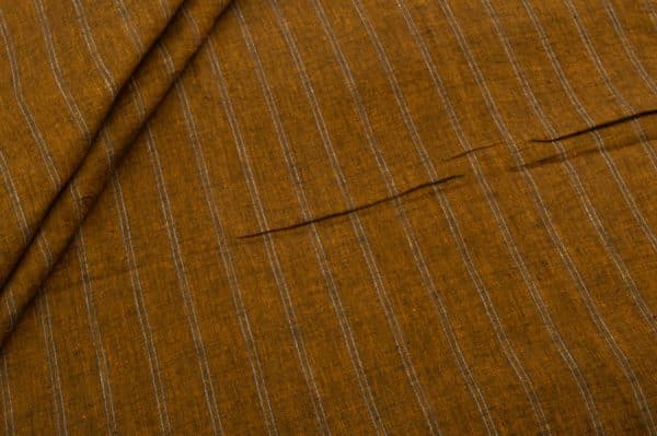 Brown Flowy HandLoom Woven Stripes Pure Soft Cotton Fabric