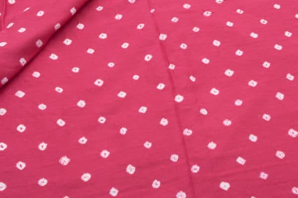 Pink Bandhani Tie Dye 100% Pure Soft Cotton Satin Finish Fabric