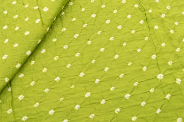 Green Bandhani Tie Dye 100% Pure Soft Cotton Satin Finish Fabric