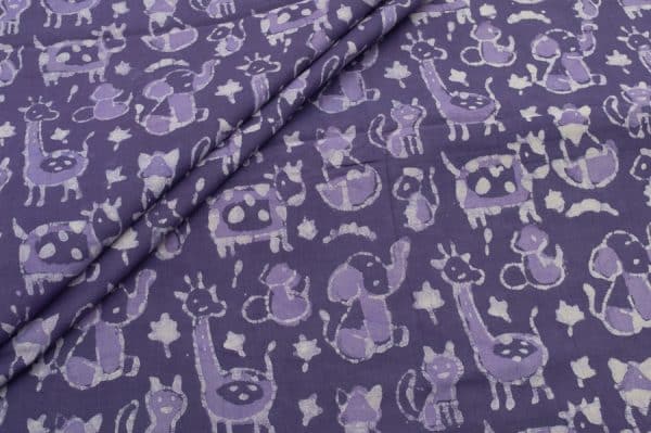 Pre-Cut 1.80m Purple Haze Bagru Handblock Printed Cotton Fabric
