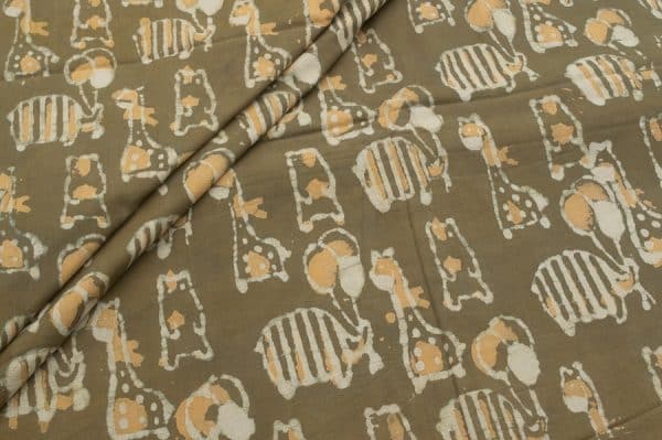 Mustard Yellow Bagru Handblock Printed Cotton Fabric