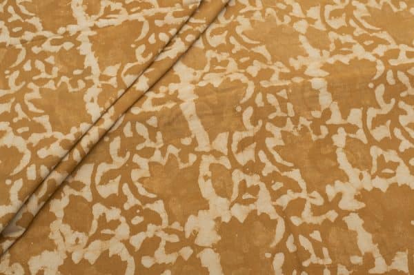 Mustard Yellow Bagru Handblock Printed Cotton Fabric