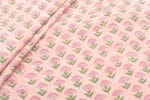 Apricot Orange Floral Handblock Printed 100% Pure Soft Cotton Fabric