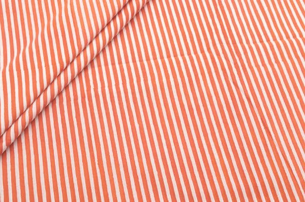 Pumpkin Orange Floral Handblock Printed 100% Pure Soft Cotton Fabric