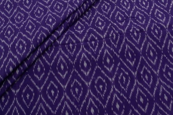 Grape Purple Mercerised Fine Handloom Ikkat Tie-Dye Pure Soft Cotton Fabric