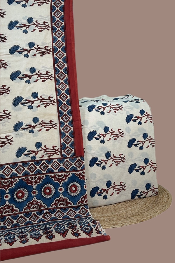 2pc Ajrakh HandCrafted Cotton Dupatta and Top Cotton Fabric Set